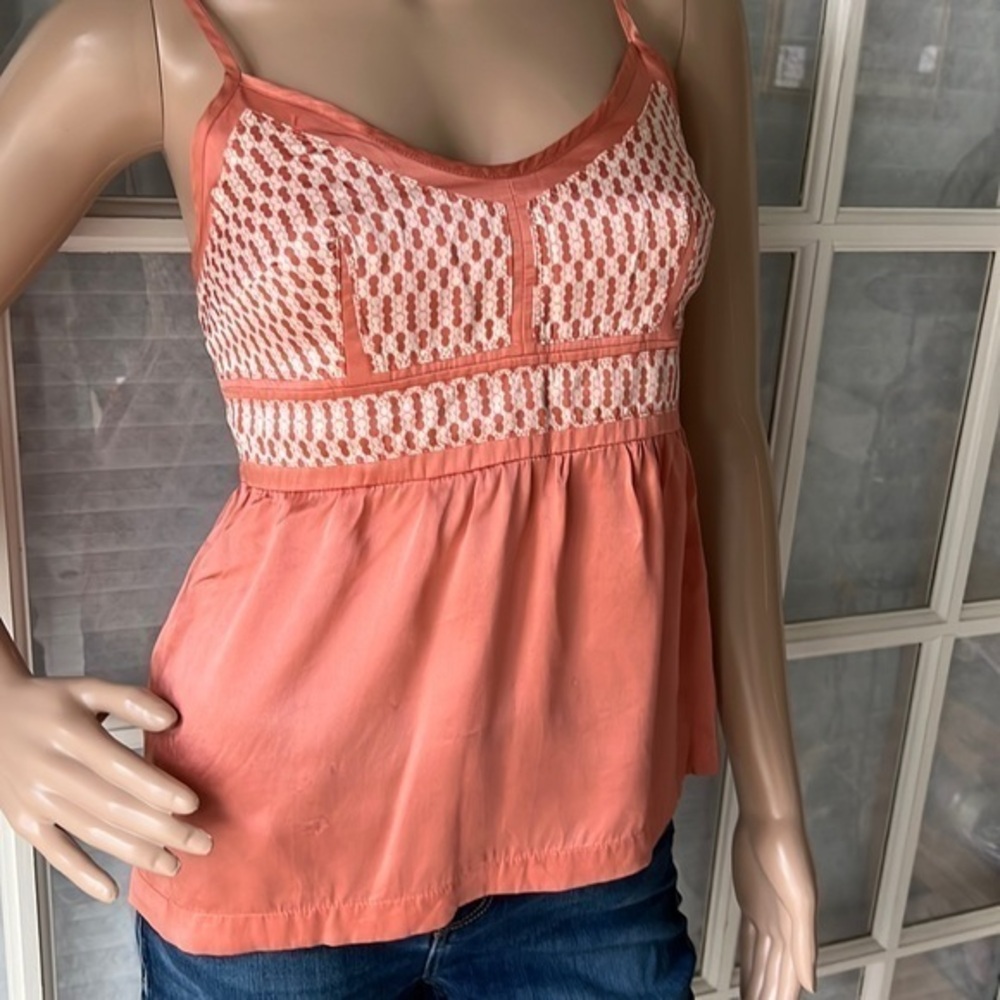 Proenza Schouler for target salmon pink/ivory silk baby doll top